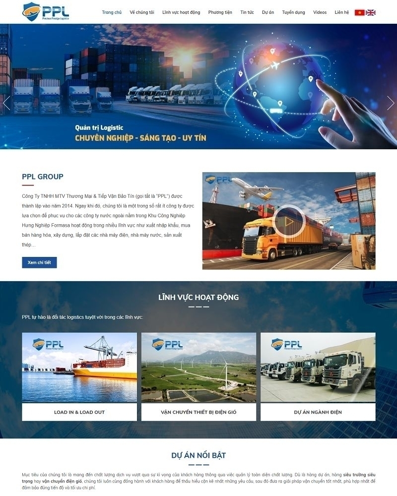 Thiết kế website logistics PPL